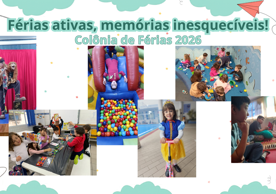 Crianças brincando na colônia de férias do Colégio Santa Catarina de Sena