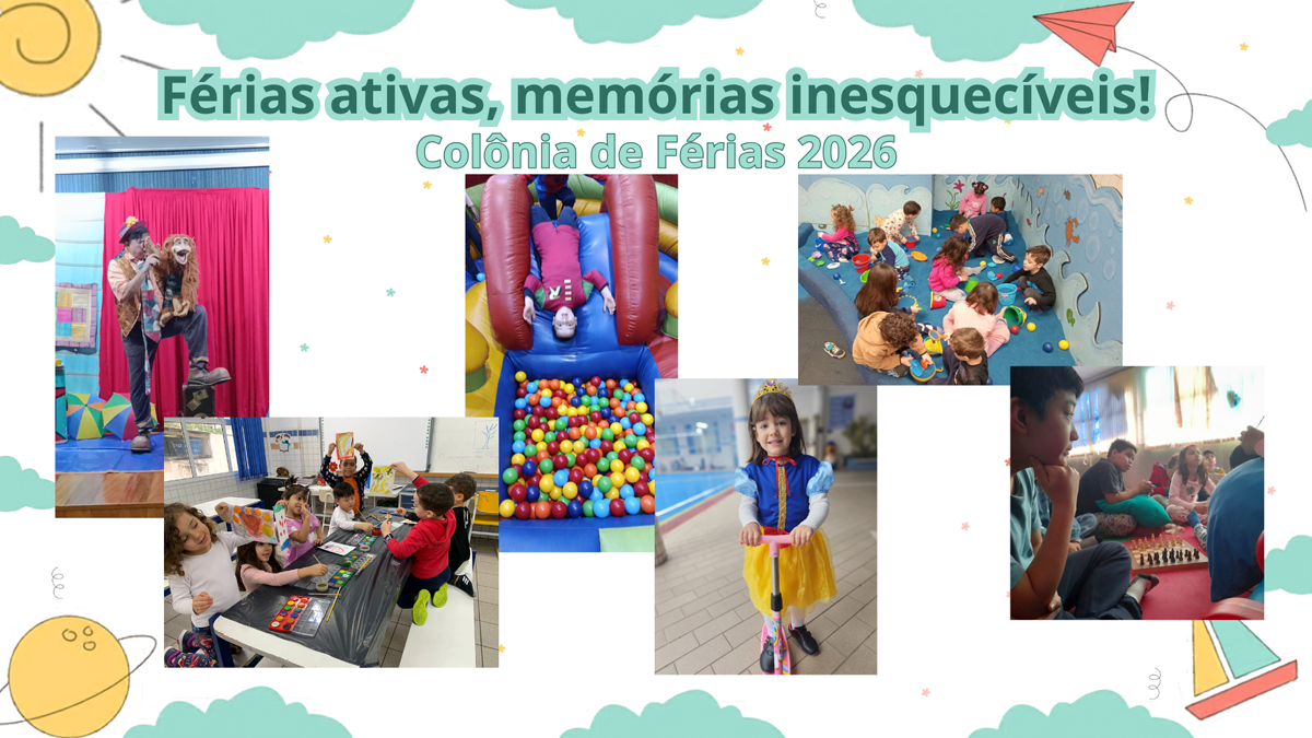 Crianças brincando na colônia de férias do Colégio Santa Catarina de Sena